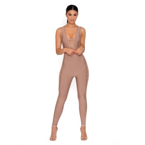 Goody Two Sides Bandage Jumpsuit in Ice Coffee - Image 12