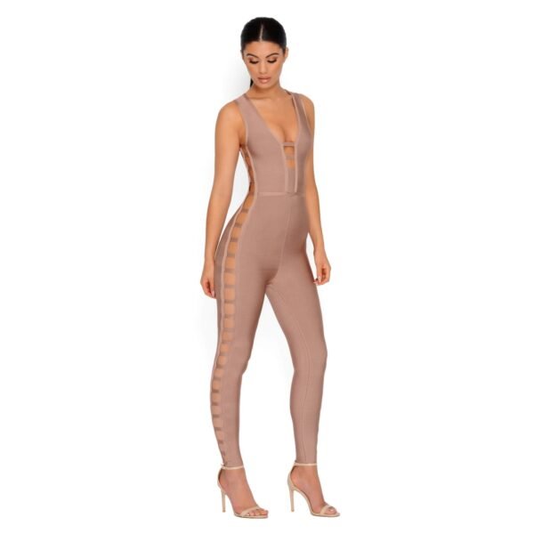Goody Two Sides Bandage Jumpsuit in Ice Coffee - Image 13
