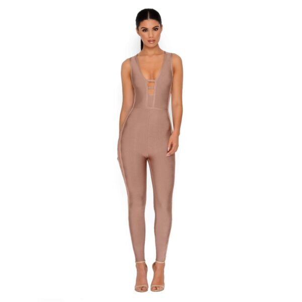 Goody Two Sides Bandage Jumpsuit in Ice Coffee - Image 4