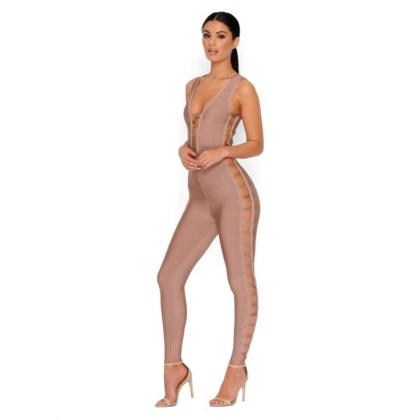 Goody Two Sides Bandage Jumpsuit in Ice Coffee - Image 2