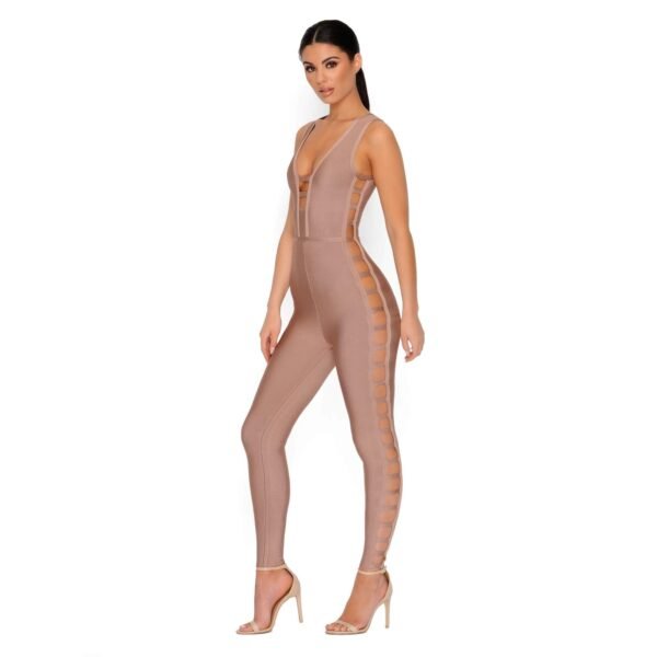 Goody Two Sides Bandage Jumpsuit in Ice Coffee - Image 3
