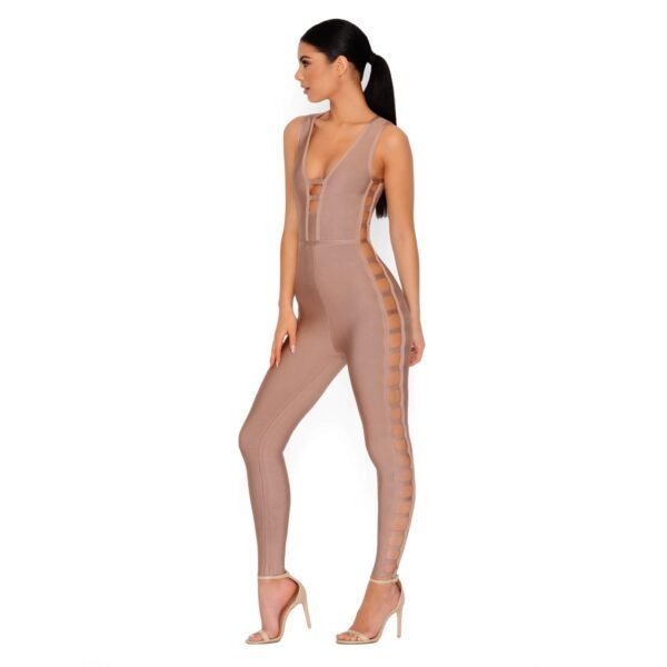 Goody Two Sides Bandage Jumpsuit in Ice Coffee - Image 6