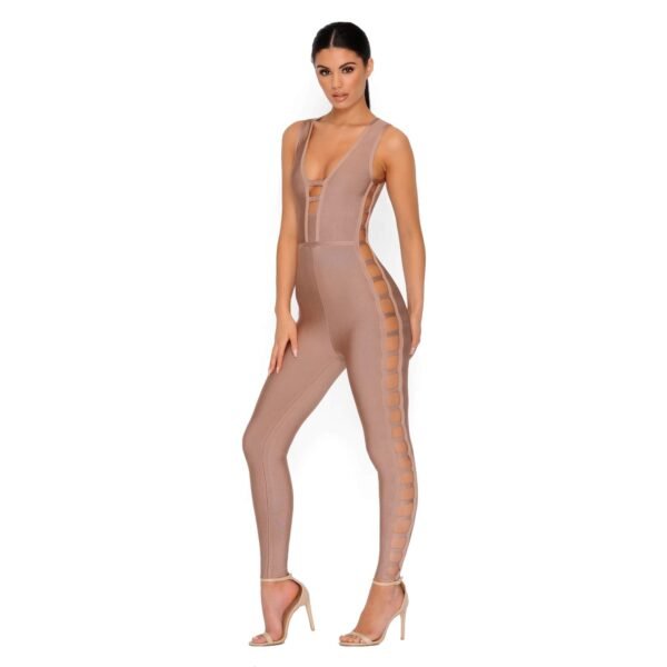 Goody Two Sides Bandage Jumpsuit in Ice Coffee - Image 10