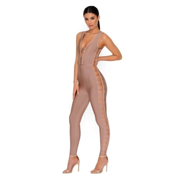 Goody Two Sides Bandage Jumpsuit in Ice Coffee - Image 7