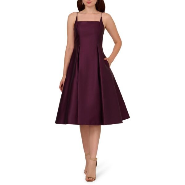 Adrianna Papell Womens Embellished Mikado Midi Dress - Image 2