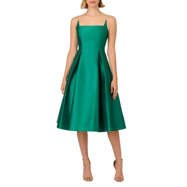 Adrianna Papell Womens Embellished Mikado Midi Dress