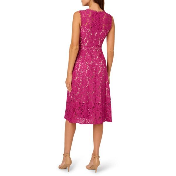 Adrianna Papell Womens Belted Sleeveless Midi Dress - Image 2