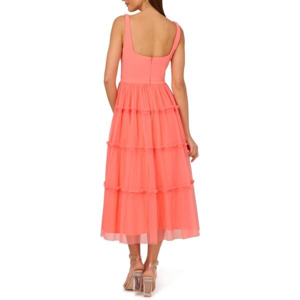 Adrianna Papell Womens Mesh Tiered Midi Dress - Image 2