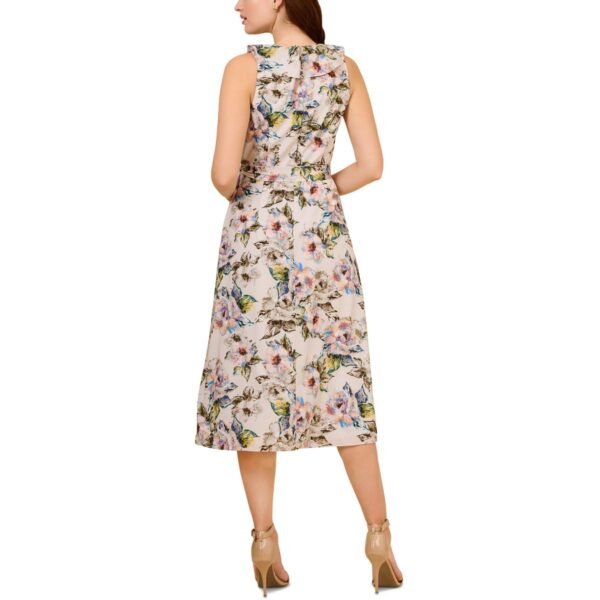 Adrianna Papell Womens Ruffled Printed Midi Dress - Image 3