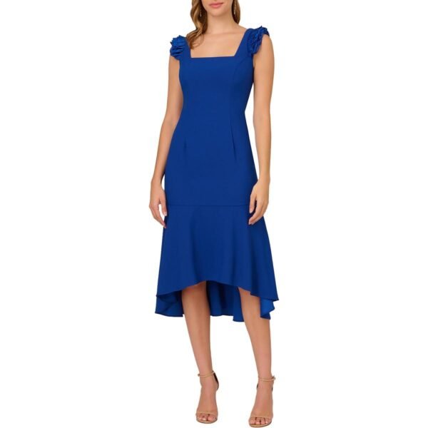Adrianna Papell Womens Plus Crepe Ruffled Midi Dress - Image 3