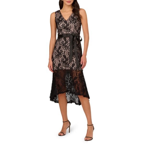 Adrianna Papell Womens Midi Lace Midi Dress - Image 2