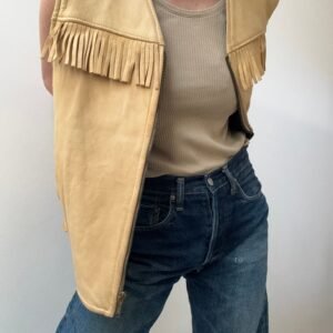 Vintage Camel Shearling Leather Vest