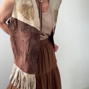 Vintage Suede Leather Patchwork Vest