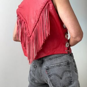 Vintage Tassel Red Leather Vest